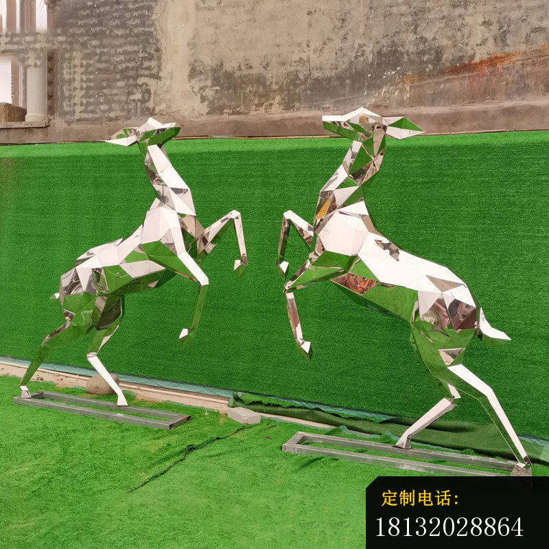 公园不锈钢抽象几何鹿雕塑 (2)_800*800