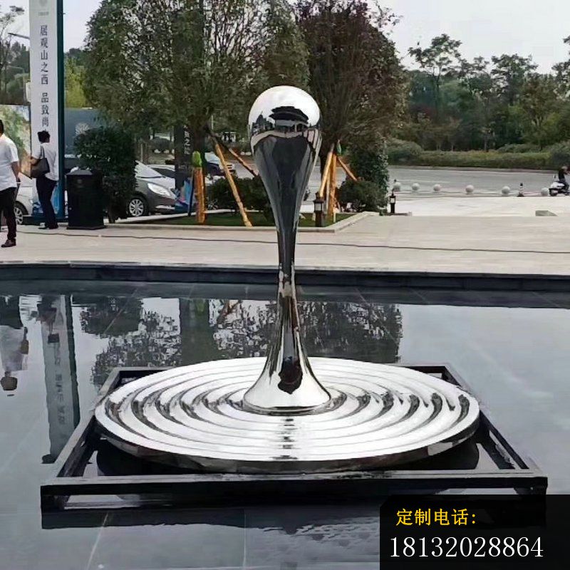 广场镜面不锈钢抽象水滴雕塑_800*800