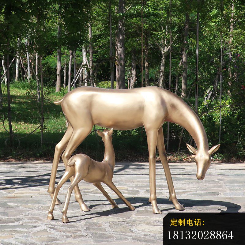 母子鹿抽象铜雕_800*800