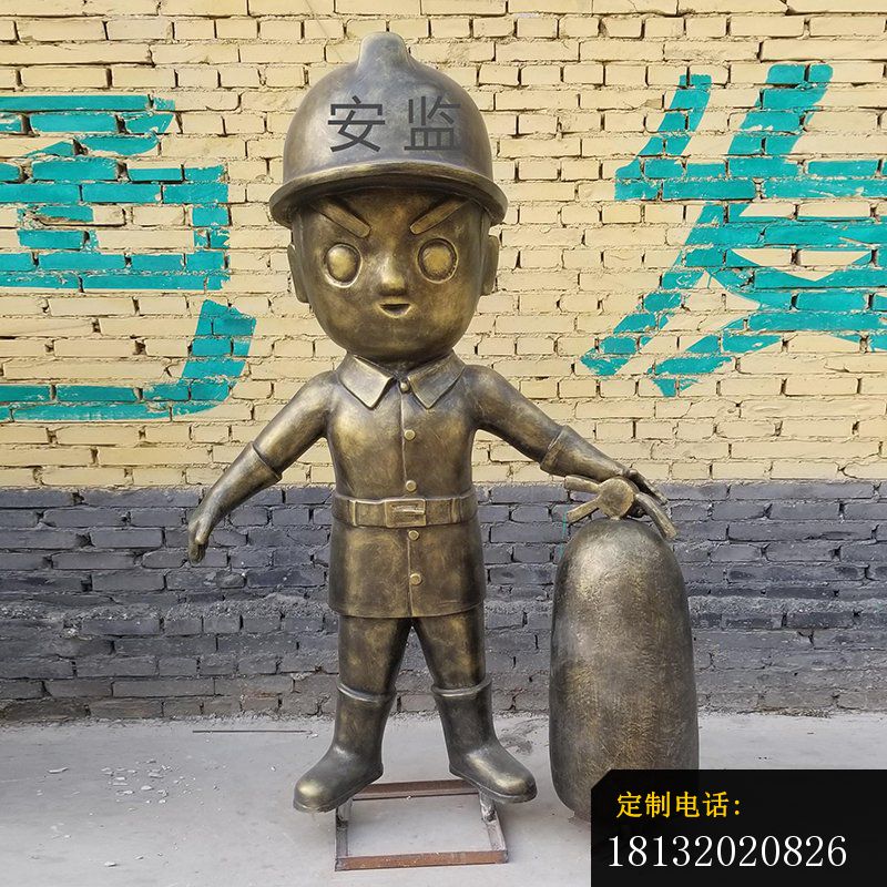 手拿灭火器消防安监人物铜雕_800*800