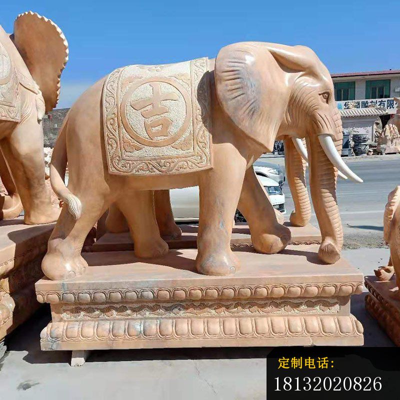 晚霞红大象石雕 (1)_800*800