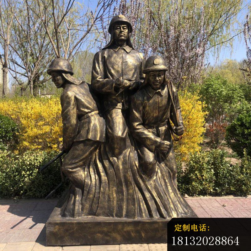 消防员组合铜雕 (1)_800*800