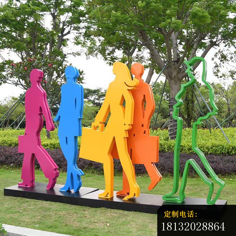 园林不锈钢抽象购物人物雕塑（1）_800*800