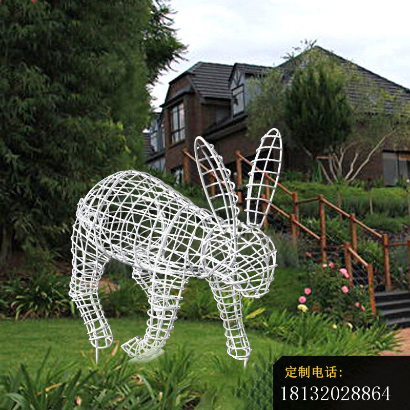 园林不锈钢镂空兔子雕塑 (3)_800*800