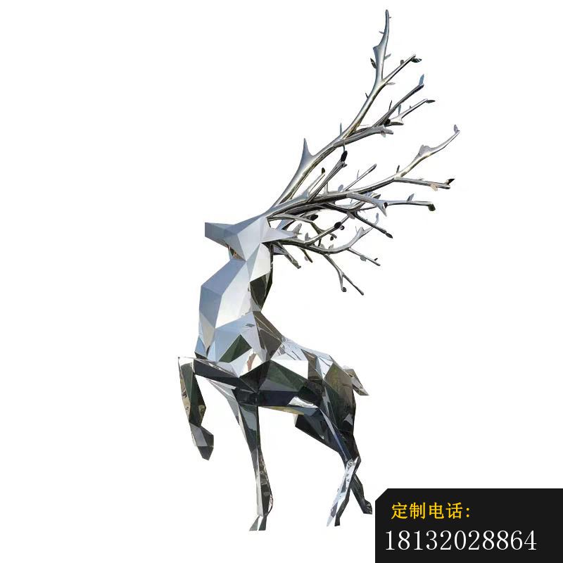 园林不锈钢抽象几何鹿雕塑_800*800