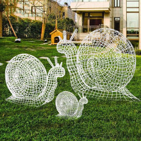 不锈钢编织镂空蜗牛雕塑