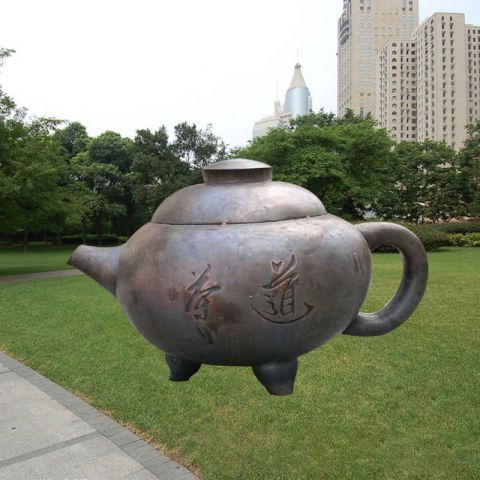 景区公园茶壶铜雕