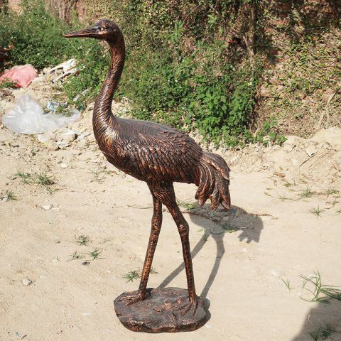 公园动物仙鹤铜雕