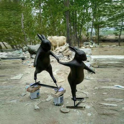 公园动物卡通兔子铜雕