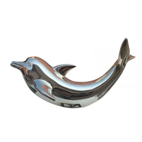 不锈钢镜面抽象海豚雕塑