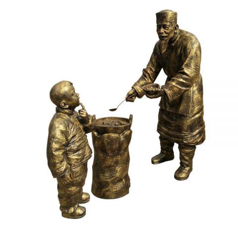步行街卖小吃人物铜雕