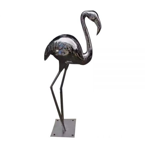 不锈钢镜面抽象火烈鸟雕塑