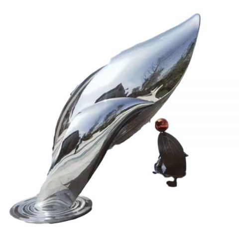 不锈钢镜面海豚一家雕塑