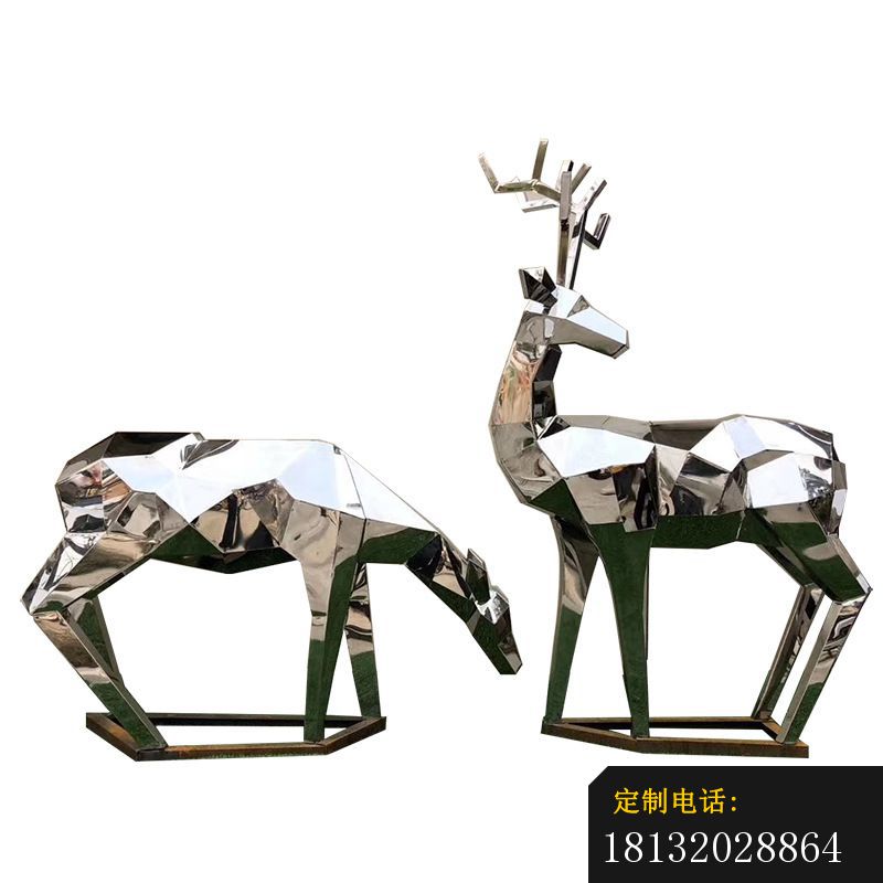 不锈钢抽象几何鹿雕塑_800*800