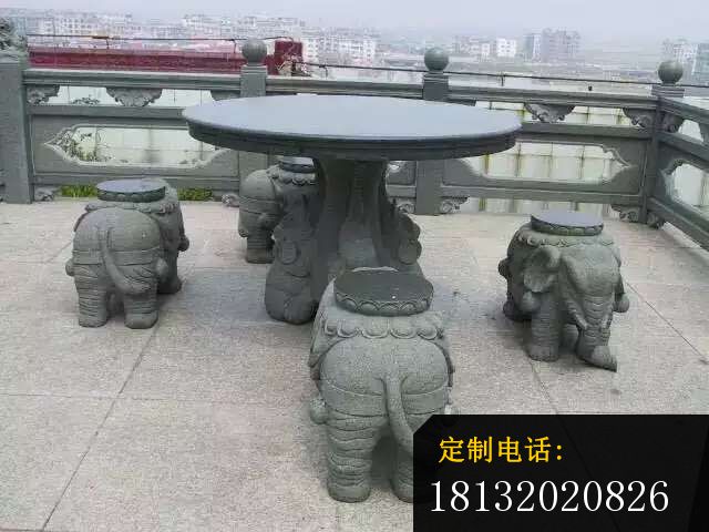 公园小象桌凳石雕_640*480