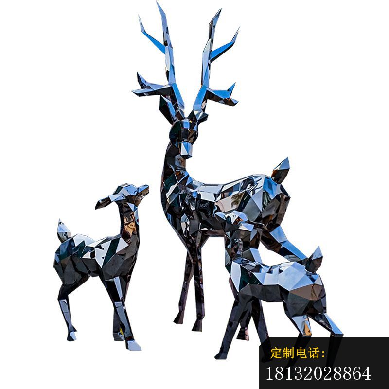 不锈钢抽象几何母子鹿雕塑 (1)_800*800