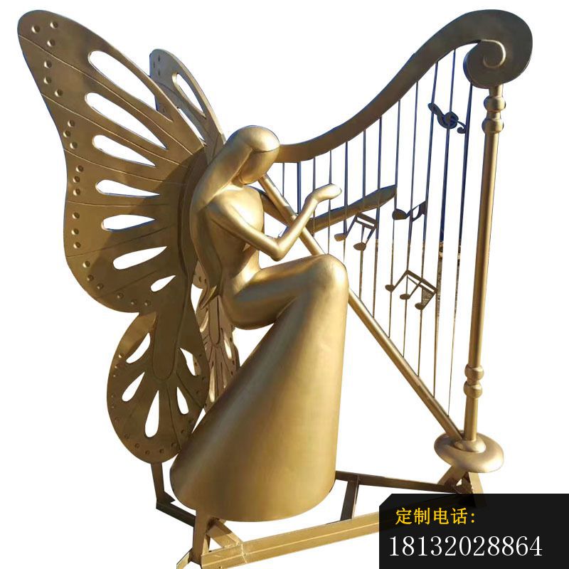 不锈钢拉琴弦的蝴蝶美女雕塑_800*800