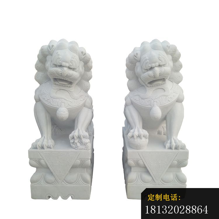 汉白玉招财狮子雕塑 (1)_750*750