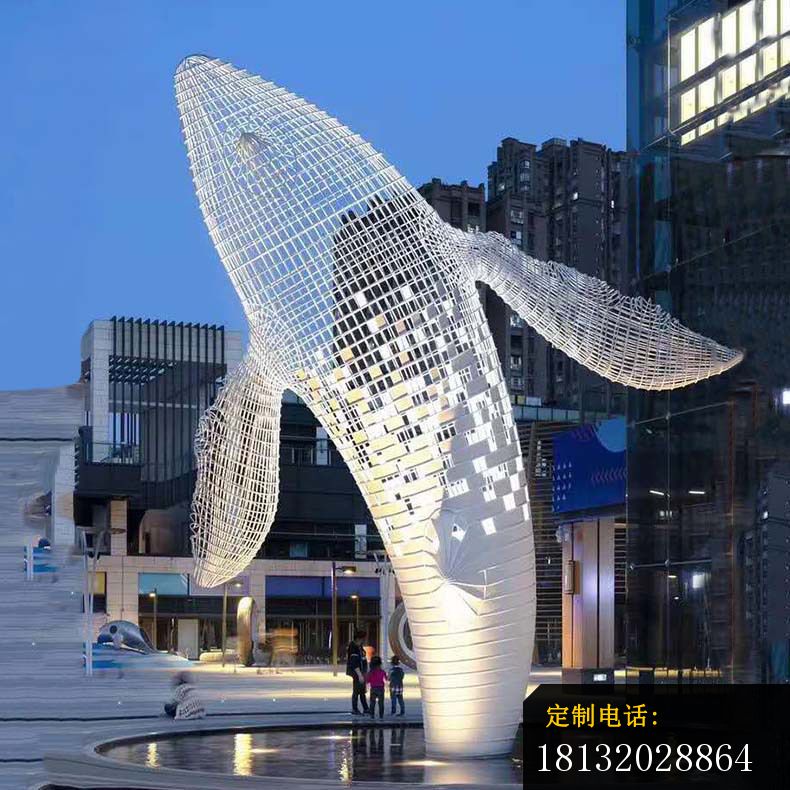 大型广场不锈钢镂空鲸鱼雕塑_790*790