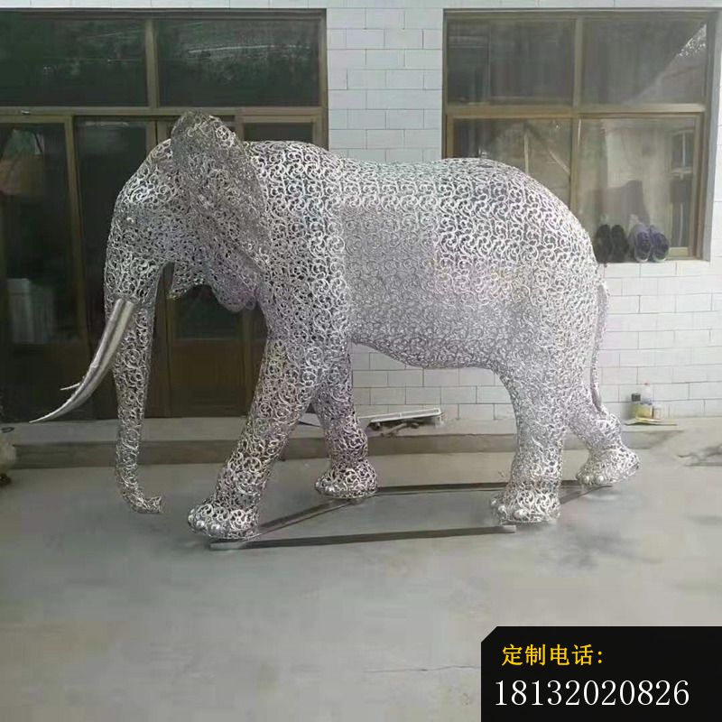 公园镂空大象不锈钢雕塑 (5)_800*800