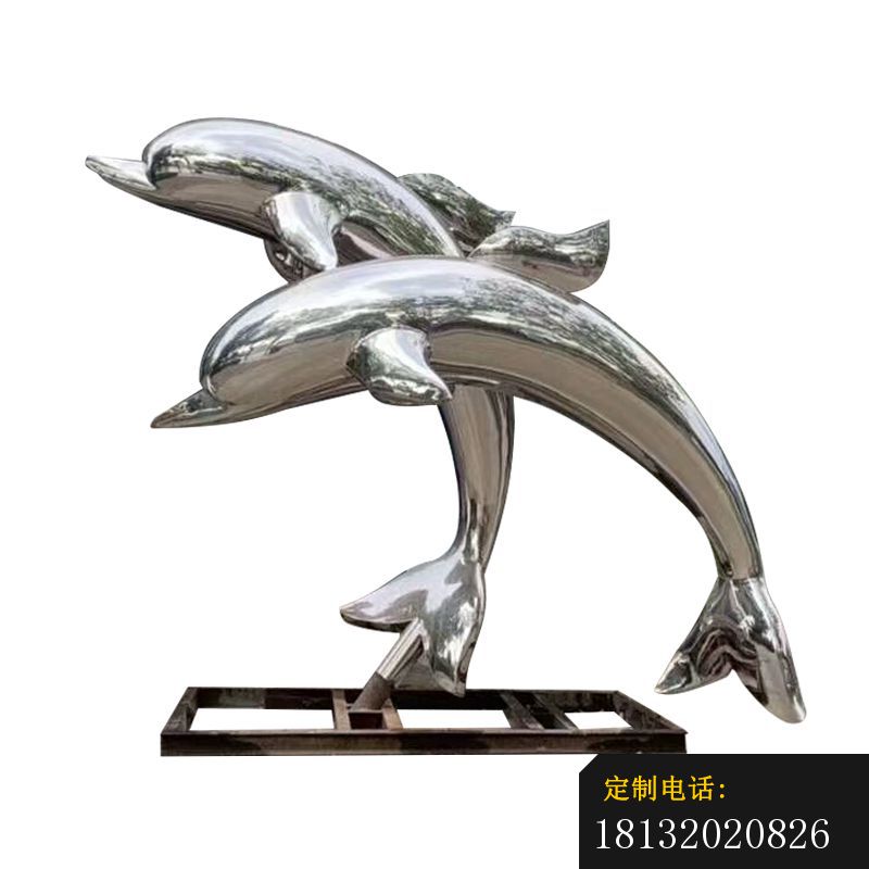 镜面跳跃海豚不锈钢雕塑_800*800