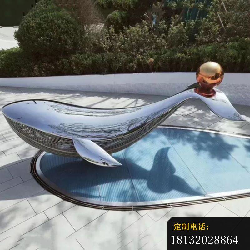 公园镜面不锈钢抽象海豚顶球雕塑 (1)_800*800