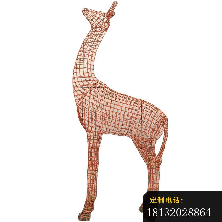 庭院不锈钢镂空长颈鹿雕塑 (2)_750*750