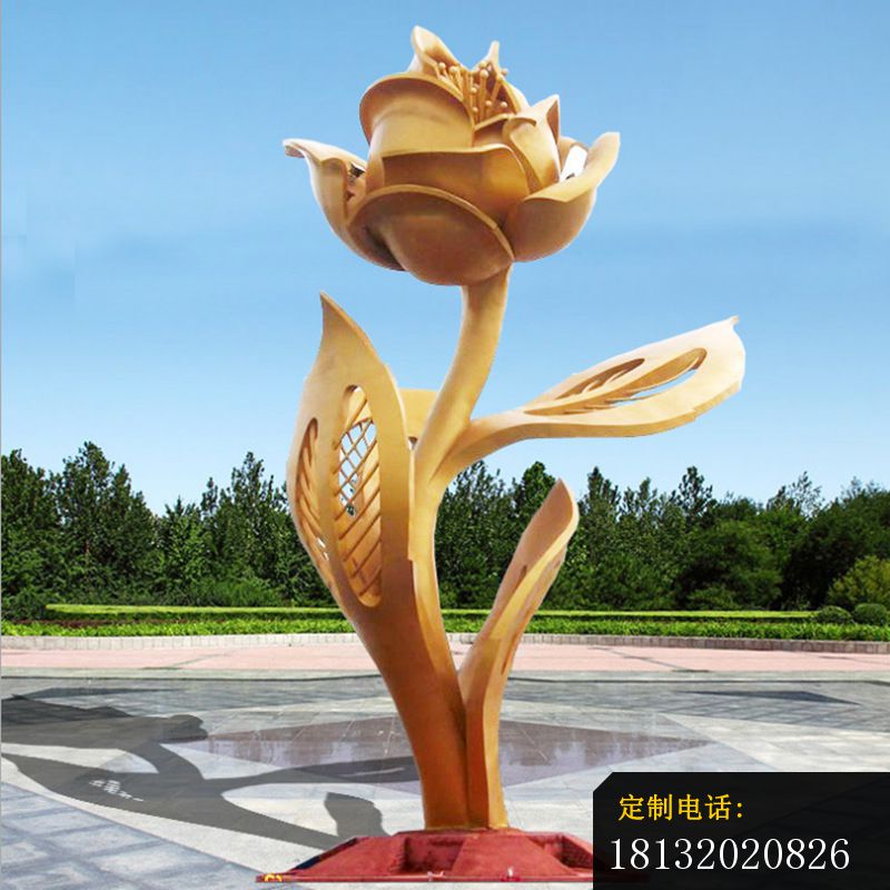 不锈钢抽象玫瑰花雕塑_800*800