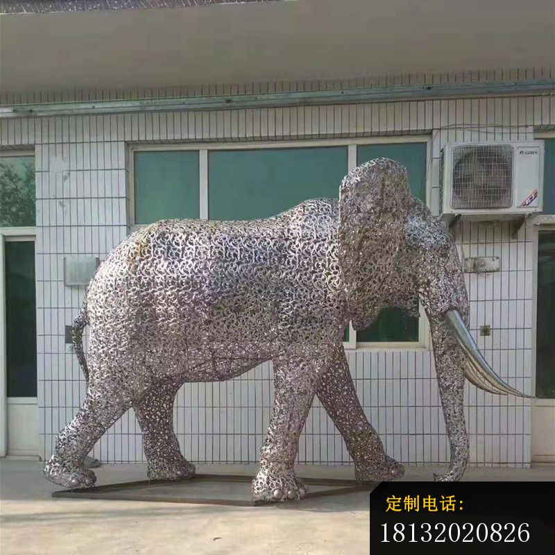 公园镂空大象不锈钢雕塑 (3)_800*800