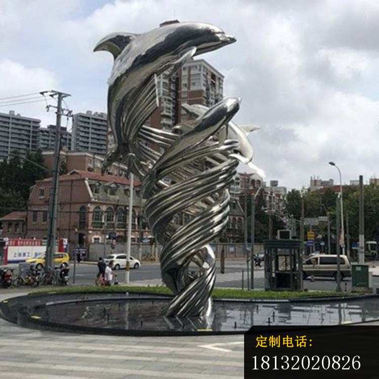 镜面不锈钢跳跃海豚雕塑 (1)_750*750