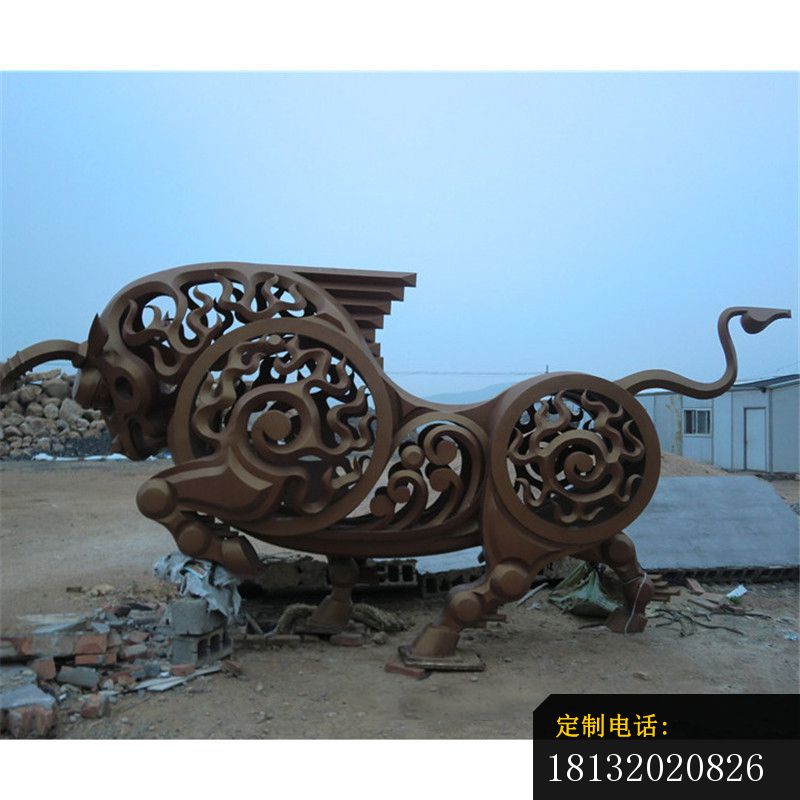 广场抽象铜牛雕塑_800*800