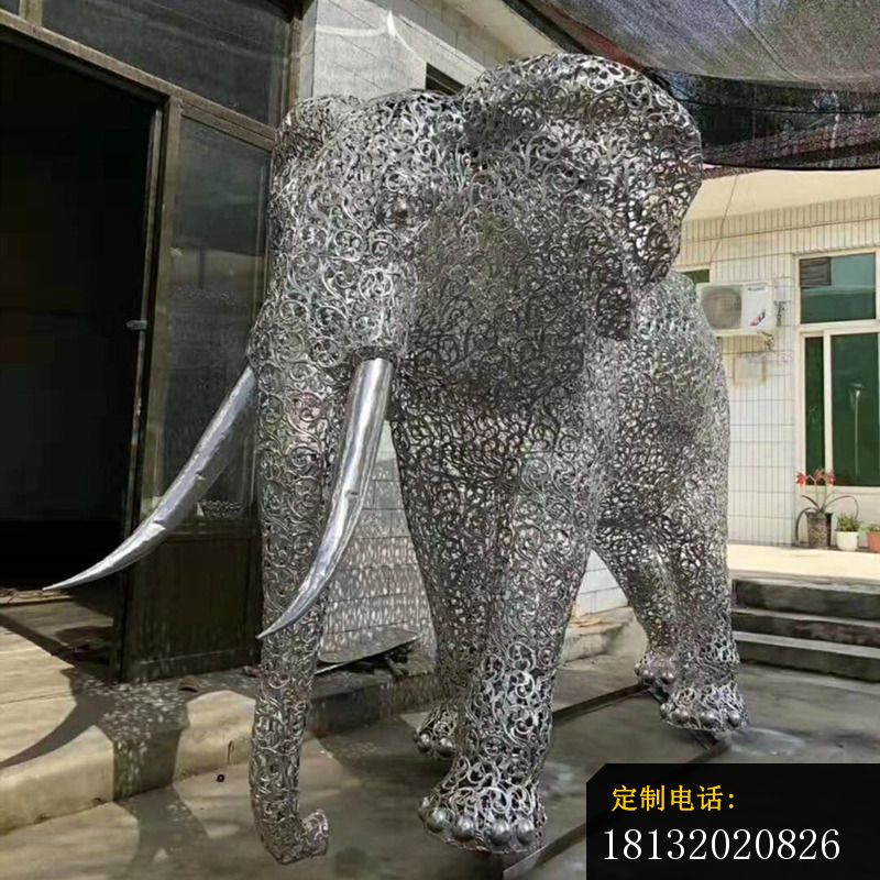 公园镂空大象不锈钢雕塑 (4)_800*800
