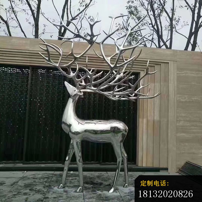 庭院镜面不锈钢麋鹿雕塑_800*800