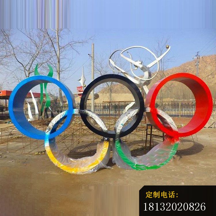彩色不锈钢奥运五环标志雕塑_750*750