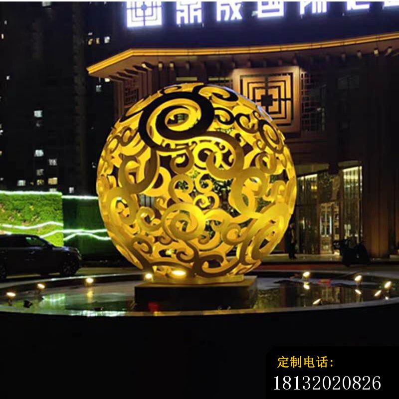 广场发光不锈钢镂空球雕塑 (1)_800*800