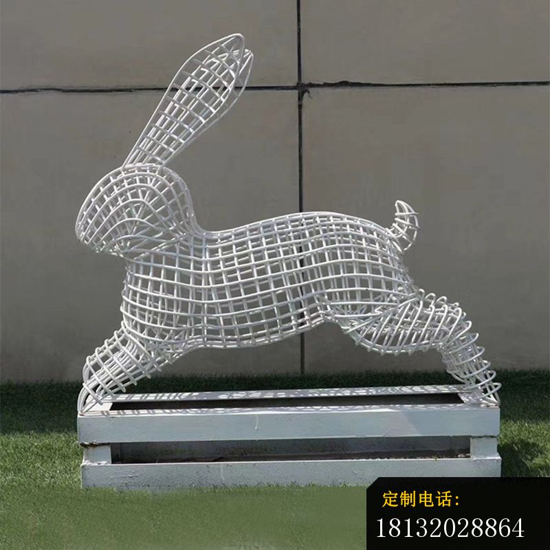 庭院不锈钢镂空兔子雕塑 (2)_800*800