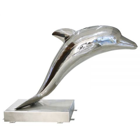 不锈钢镜面跳跃海豚雕塑