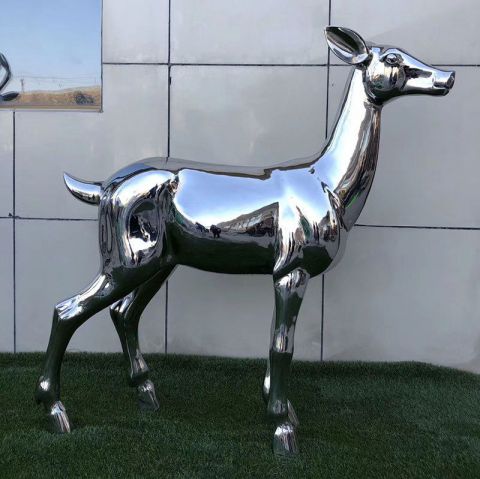 不锈钢镜面动物梅花鹿雕塑