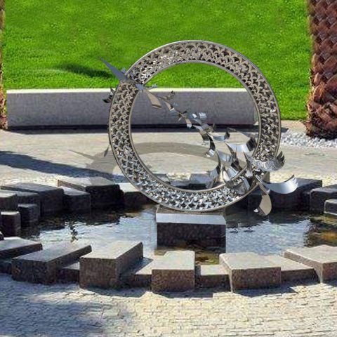 不锈钢抽象大雁圆环雕塑