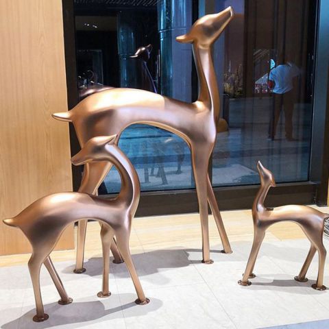 公园抽象母子鹿铜雕