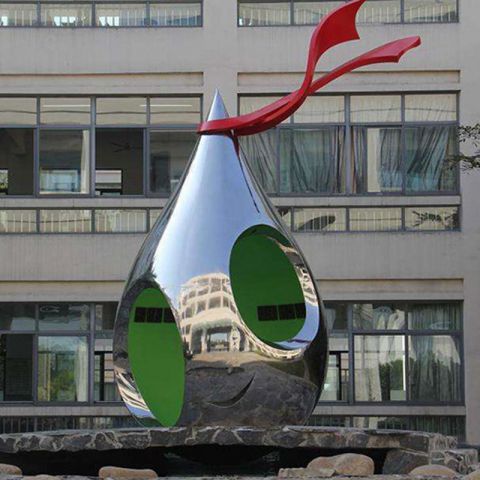 不锈钢镜面镂空水滴雕塑
