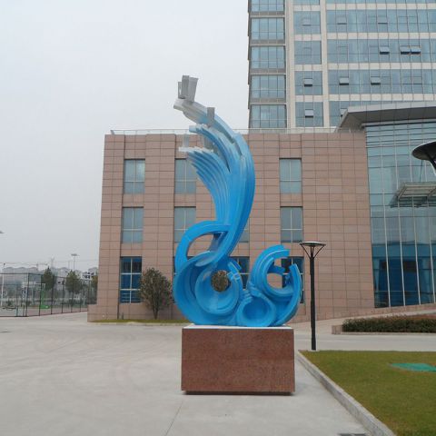 企业不锈钢抽象海浪雕塑