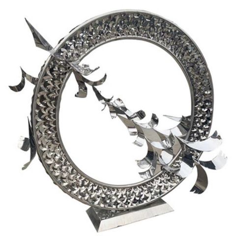 不锈钢抽象大雁镂空圆环雕塑