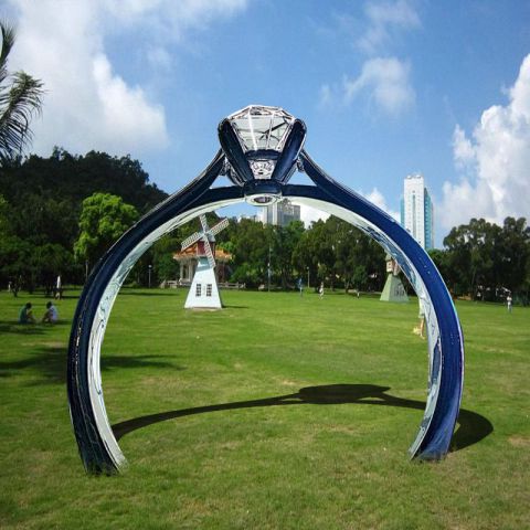 公园不锈钢戒指拱门雕塑