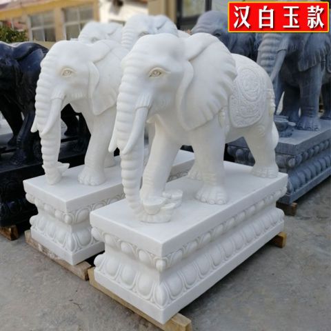 汉白玉吸财纳福大象石雕