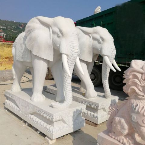 汉白玉企业大象石雕