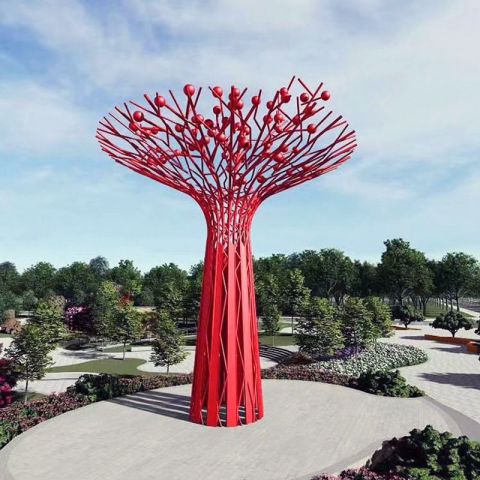 不锈钢大型镂空树雕塑