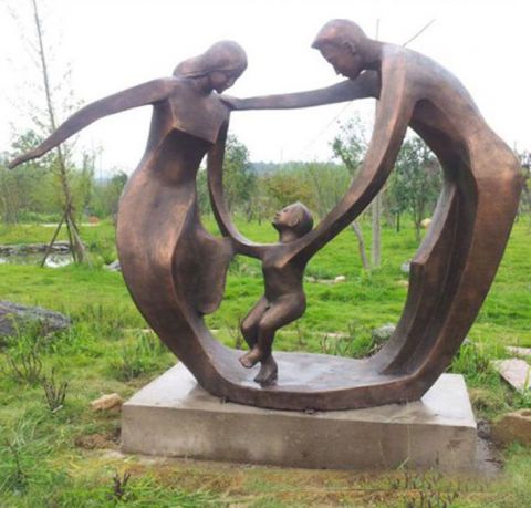 公园抽象一家三口人物铜雕