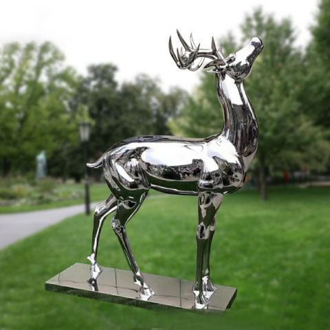 不锈钢镜面小鹿雕塑