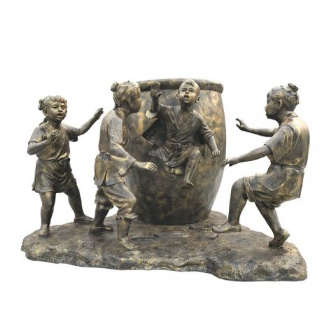 古代人物司马光砸缸铜雕
